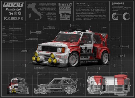 ArtStation - FIAT Panda 4x4 FIA Group B Rally Group A Rally, Group B Rally, Fiat Panda 4x4, Fiat Panda, Car Drawings, Custom Bikes, Sport Cars, Dream Cars, Cars