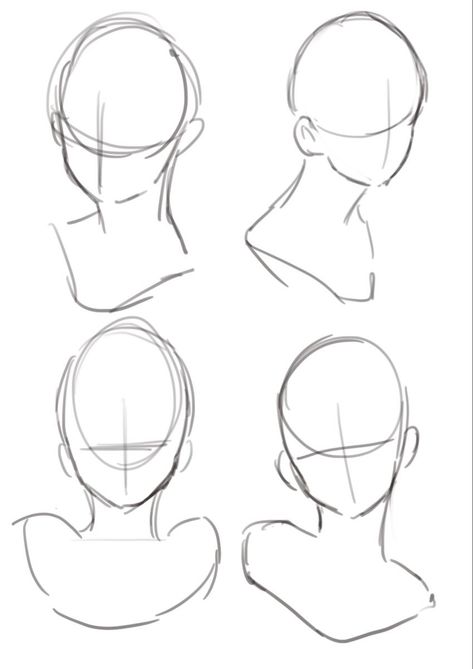 Side Profile Anatomy Reference, Female Head Base Drawing, Front Profile Sketch, Head Shapes Drawing Reference, Front Facing Reference Drawing, How To Draw Front Profile, Poses Reference Head, Drawing Base Front View, Head And Neck Reference