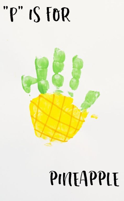 Letter "P" Pineapple Handprint Art for Preschoolers Pineapple Handprint, P Is For Pineapple, Luau Crafts, Letter P Crafts, Art For Preschoolers, Recreational Therapy, Infant Art, Abc Crafts, Footprint Crafts