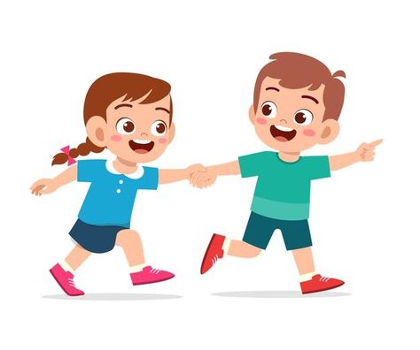 Girls Holding Hands, Happy Children, Kid Boy, Kids Study, Kids Clipart, Boy And Girl, Cartoon Clip Art, Childrens Illustrations, Happy Kids