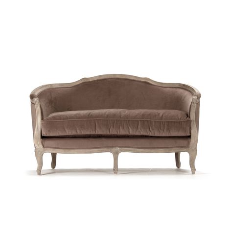 Maison Settee By Zentique | Brown Velvet Loveseat With Limed Grey Oak Finish | Cfh007-2 E272 V011 Brown Velvet Living Room Sofa | Sofas & Loveseats Gray Velvet Couch, Velvet Settee, Shabby Chic Chandelier, Affordable Dining Room Sets, Elegant Outdoor Furniture, Sofa Gray, Modern Sofa Living Room, Velvet Living Room, Velvet Loveseat