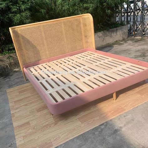 Cane Queen Bed Frame, Heatherfield Bed, Cane Bed Frame, Cane Bedroom, Bed Back Design, Cane Bed, Rattan Bed, Cane Furniture, Bed Back