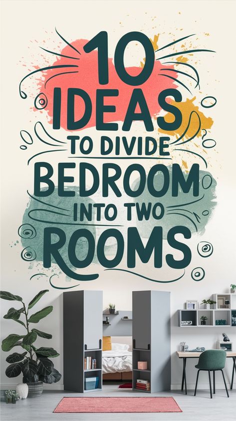 🏠 Need more space in your bedroom? Transform one room into two with these clever room divider ideas! From curtains to barn doors, discover budget-friendly solutions that maximize your space without major renovations. Perfect for creating a workspace or reading nook in your bedroom! Click to explore all 10 creative ideas! Divide A Bedroom Into Two, Decorated Bedroom, Inviting Bedroom, Room Divider Ideas, Divider Ideas, Need More Space, Single Bedroom, Bedroom Space, Bedroom Decor Ideas