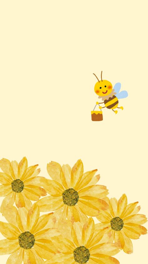 Bee wallpaper Bee Wallpaper Aesthetic, Bee Wallpaper, Cartoon Bee, Honey Bee, Wallpaper Aesthetic, Honey, Bee, Drawings, Animals