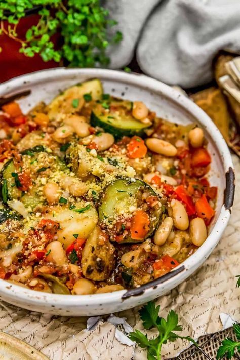 This tasty and comforting Rustic Italian Vegetable Bake is easy to make, ultra-satisfying, and brimming with feel good ingredients and flavors. #wholefoodplantbased #vegan #oilfree #glutenfree #plantbased | monkeyandmekitchenadventures.com Italian Vegetable Bake, Italian Veggies, Vegetable Bake, Monkey And Me Kitchen Adventures, Monkey And Me, Vegetarian Italian, Vegan Parmesan Cheese, Italian Vegetables, Cubed Potatoes