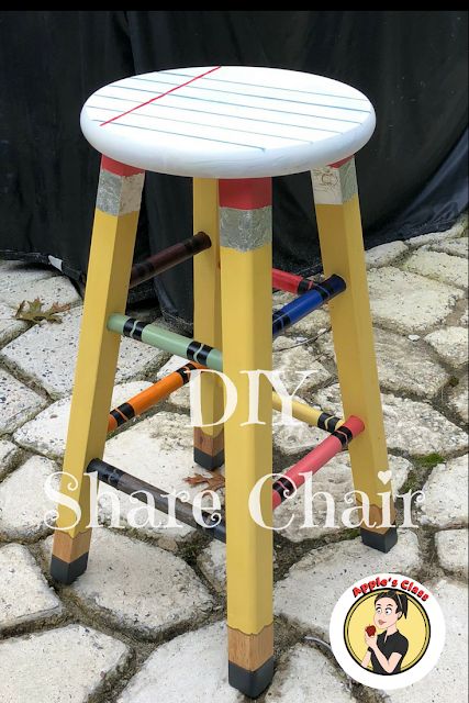 Teacher Stools, Share Chair, Teacher Chairs, Stool Makeover, Furniture Make, Painted Stools, Teacher Craft, Teachers Diy, Make Learning Fun