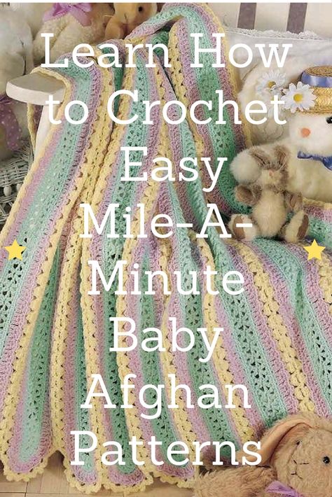 Mile A Minute Crochet, Crochet Mile A Minute, Crochet Afghan Patterns, Baby Afghan Patterns, Baby Quilt Tutorials, Baby Afghan Crochet Patterns, Crochet Baby Gifts, Crochet Afghan Patterns Free, Crochet Easy