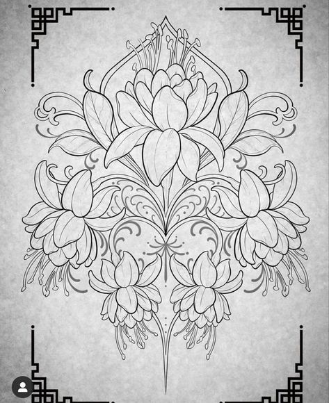 Floral And Ornamental Tattoo, Art Neuvo Tattoos, Sleeve Tattoos Leg, Floral Ornamental Tattoo, Lotus Mandala Design, Ornamental Tattoo Design, Tattoos Leg, Ornamental Tattoos, Art Nouveau Tattoo