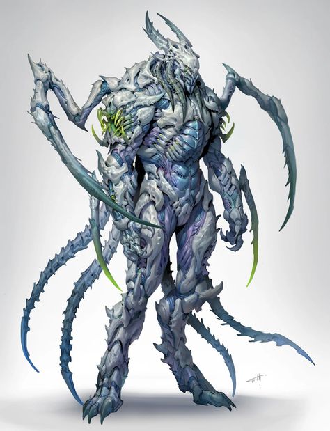 Fantasy Insect Humanoid, Insectoid Concept Art, Alien Monster Concept Art, Armored Creature, Humanoid Creature Design, Armored Monster, Tooth Wu, Monster Humanoid, Creature Design Concept