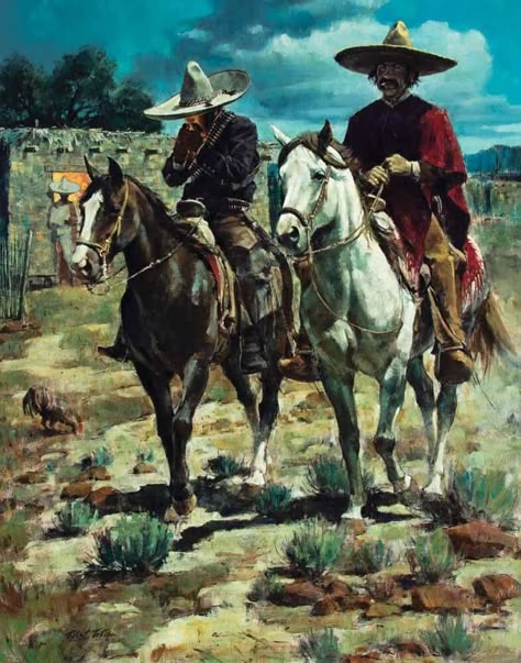 Mexican Cowboy Art, Mexican Cowboy, Western Mexican, Cowboy Artwork, Mexican Artwork, Mexican Culture Art, Comic Book Layout, Western Artwork, Mexican Traditions