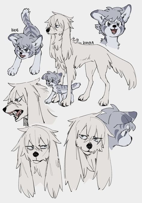 Wolf Pose Drawing Reference, Animal Facial Expressions Drawing, Dog Oc Design, Fursona Animal Ideas, Feral Art Poses, Fursona Pose Reference, Kaburion Art, Wolf Fursona Art, Dog Fursona Art