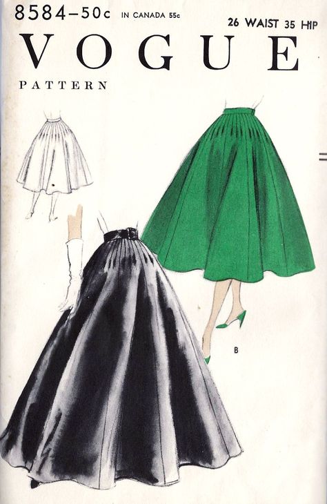 Diy Sy, Gored Skirt, Vintage Dress Patterns, Fashion 1950s, Formal Skirt, Vogue Pattern, Vogue Patterns, Fashion Design Drawings, Vestidos Vintage