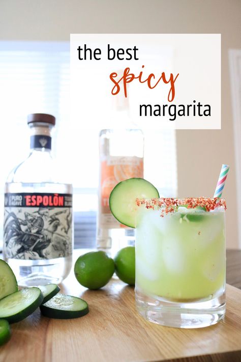 EL JEFE - Cucumber Jalapeno Margarita Recipe #Margarita Margarita Spicy, Spicy Cucumber Margarita, Spicy Margarita Recipe, Cucumber Margarita, Spicy Cucumber, Jalapeno Margarita, Spicy Margarita, Cocktail Ideas, Drink Drank Drunk