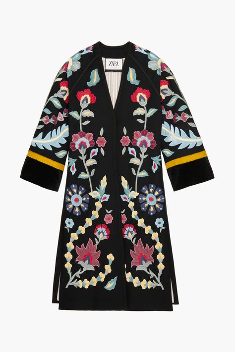 Zara Atelier Collection - Tom Lorenzo Sequin Poncho, Mantel Cape, Zara Shop, Look Zara, Embroidered Coat, Zara Coat, Cape Coat, High Collar, Outerwear Women