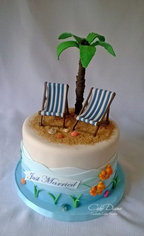 Summer Holiday Cake, Holiday Cake Ideas, Island Cake, Beach Themed Cakes, Beach Cake, Nautical Cake, Holiday Cake, Sea Cakes, Beach Cakes