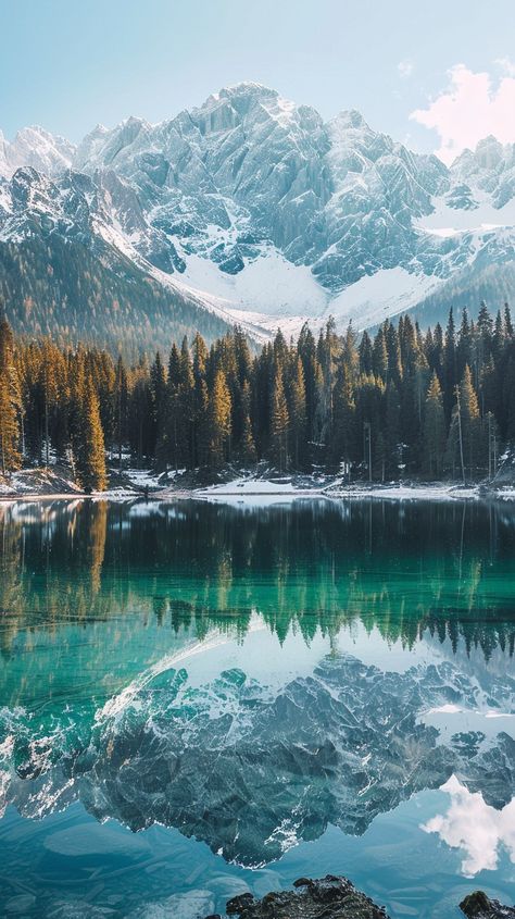 Mountain Reflective Beauty: A serene alpine lake mirroring the majestic snow-capped mountains surrounded by verdant coniferous forests. #mountain #reflection #lake #forest #snow #aiart #aiphoto #stockcake ⬇️ Download and 📝 Prompt 👉 https://ayr.app/l/ctur Snow Mountain Photography, Snow Mountain Aesthetic, Hunt Aesthetic, Alpine Mountains, Bedroom Paintings, Canada Mountains, Mountain Reflection, Vibe Board, Coniferous Forest