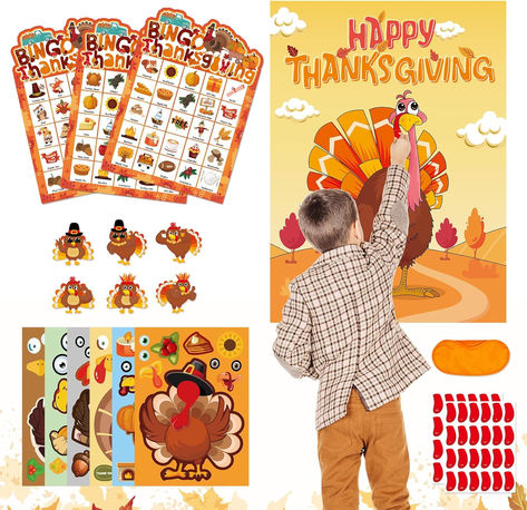 Bingo Thanksgiving, Turkey Games, Thanksgiving Stickers, Christmas Bingo Game, Thanksgiving Bingo, Thanksgiving Games For Kids, Thanksgiving Activities For Kids, Christmas Games For Kids, Children Activities