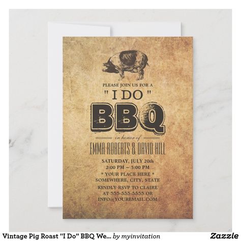 Pig Roast Wedding, I Do Bbq Wedding, Bbq Wedding Reception, Bbq Birthday Party, Wedding Backyard Reception, Birthday Bbq, Grey Wedding Invitations, I Do Bbq, Pig Roast