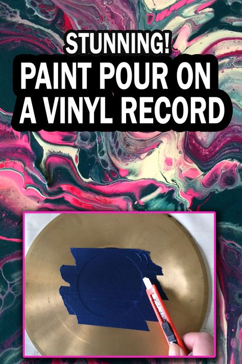 How To Paint On Vinyl Records, Vinyl Record Crafts Diy, Diy Vinyl Record Projects, Vinyl Records Crafts, Painted Records Vinyl, Vinyl Record Painting Ideas, Record Projects, Vinyl Record Projects, Vinyl Records Diy