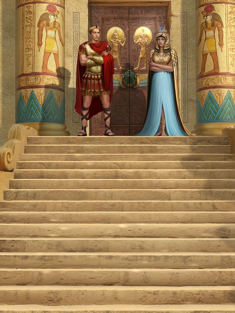 Meeting Julius Caesar and Cleopatra.  Choices: A Courtesan of Rome. Cleopatra And Julius Caesar, Caesar And Cleopatra, Roman Legion, Choices Game, Play Outfit, Old Egypt, Historical People, Julius Caesar, Roman Emperor