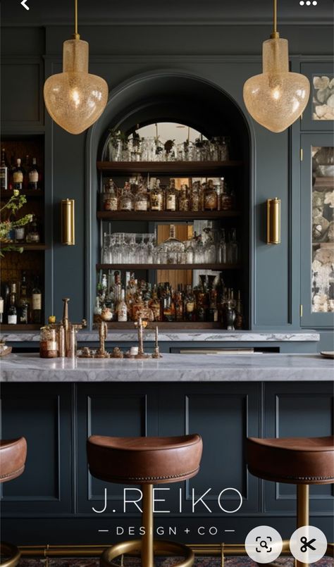 Cozy Home Bar Lounge, Modern Classic Bar Design, Luxury Bars For Home, Bar Millwork Design, Contemporary Bar Design Home, Sophisticated Bar Design, Speakeasy Design Inspiration, Swanky Home Bar, Home Cocktail Bar Design