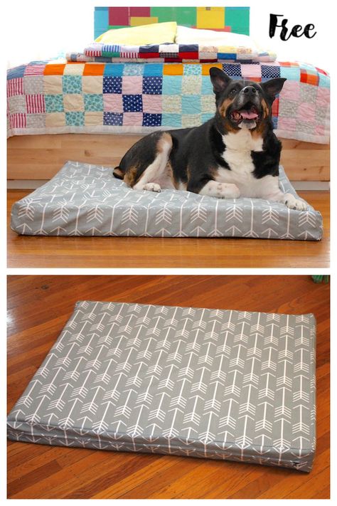 DIY Custom Fabric Dog Bed Free Sewing Patterns Large Dog Bed Sewing Pattern, Dog Bed Sewing Pattern Free, Dog Bed Pattern, Diy Dog Bed Pillow, Dog Bed Sewing Pattern, Pet Bed Pattern, Fabric Art Diy, Dog Crate Pads, Diy Pet Bed