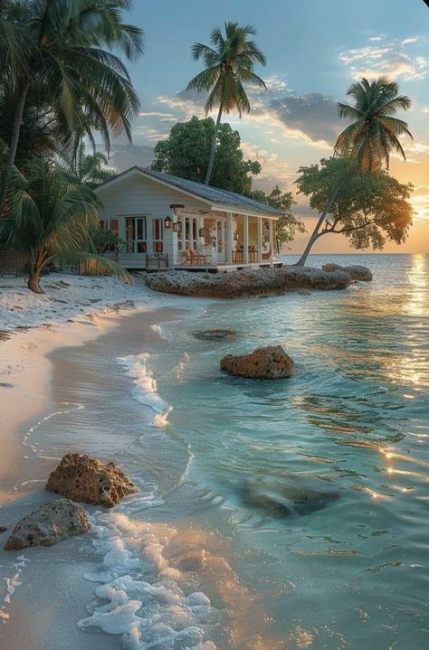 Hawaii Beach House, Dream Life House, Dream Beach Houses, Hawaii Homes, House Beach, Pretty Landscapes, Island House, Dream Beach, Fantasy Places