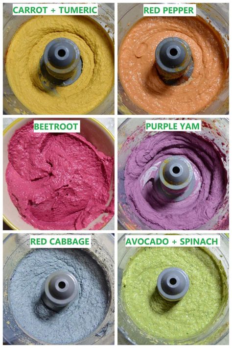 Colored Hummus, Rainbow Buffet, Fruit Hummus, Halloween Hummus, Rainbow Meals, Rainbow Hummus, Rainbow Food Ideas, Vegetable Hummus, Rainbow Vegetables