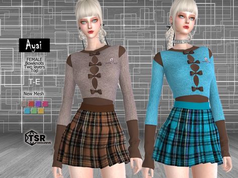 The Sims Resource - AYAI - Bowknots Top Sims Whimsigoth, Sims 1, Female Clothing, Sims 4 Clothing, Animal Skin, Sims 4 Custom Content, Maxis Match, The Sims Resource, Custom Content