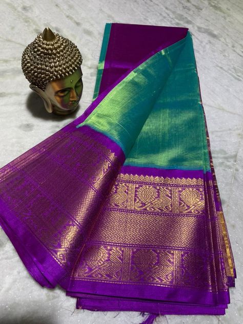 Blue Green Combination Blouse Designs, Silk Saree Color Combinations, Green Colour Silk Saree, Saree Combinations Color Combos, Saree Colors, Saree Color Combinations, Blue Silk Saree, Kanjivaram Sarees Silk, Bridal Sarees South Indian