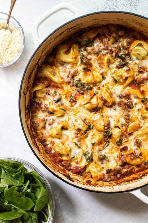 One Pot Tortellini, Baked Tortellini Recipes, Tortellini Casserole, Baked Tortellini, Tortellini Bake, Tortellini Recipes, Simple Pantry, Tortellini Pasta, Reuben Sandwich