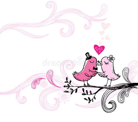 Kissing birds stock illustration Birds Kissing, Hipster Doodles, Birds Vector, Train Vector, Castle Vector, Drawing Bird, Birthday Doodle, Wedding Invitation Vector, Bow Vector