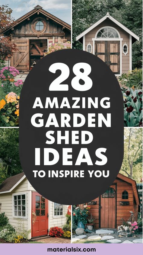 28 amazing garden shed ideas to inspire you. Backyard Shed Plans, Shed Decorating Ideas Exterior, Outdoor Shed Ideas, Garden Shed Exterior Ideas, Shed Exterior, Backyard Shed Ideas, Shed Exterior Ideas, Painted Garden Sheds, She Shed Decorating Ideas