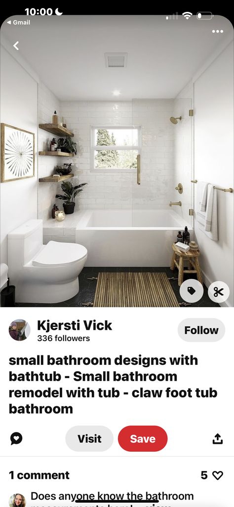 Small Bathroom Designs With Bathtub, Clawfoot Tub Bathroom, Small Bathtub, Bathtub Remodel, Bathroom Remodel With Tub, Bathroom Reno, Bathroom Renos, Small Bathroom Remodel, Small Bathroom