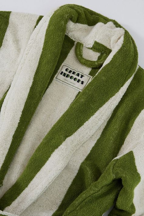 The Waldemere’s inspiration and namesake arose from our fascination with the golden era of Catskill resorts and the imagined leisure wear of the time. The chunky stripes of this robe differentiate themselves from their slimmer counterparts while still effortlessly blending into any environment. This unisex, terry cloth robe comes in our signature martini olive and natural cotton colors. Designed in the Catskill Mountains of New York. Made from 100% organic cotton in Portugal. Catskill Resorts, Martini Olive, Terry Cloth Robe, Terry Robe, Joah Brown, Dress For Success, Comfy Cozy, Terry Cloth, Black Patent Leather