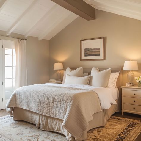 10 Warm Neutral Paint Combinations - The Honeycomb Home Honey Color Paint, Cozy Cream Paint Colors, Oatmeal Walls Bedroom, Natural Bedroom Color Schemes, Creamy Color Paint, Warm Oats Sherwin Williams, Tan Nursery Paint Colors, Like Buttah Paint Color, Carpet And Paint Combinations