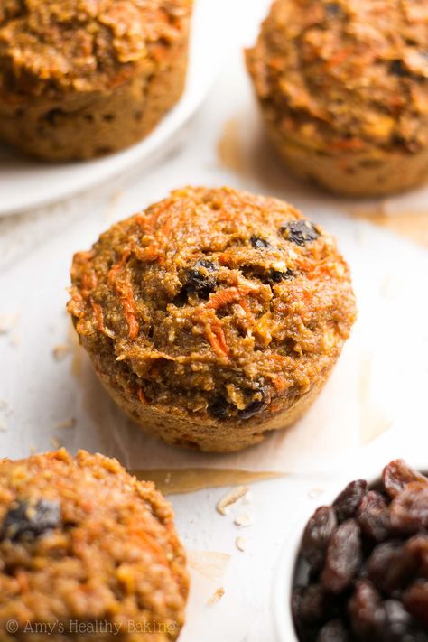 Morning Glory Bran Muffins | Amy's Healthy Baking | Bloglovin’ Muffins Dairy Free, Glory Muffins, Morning Glory Muffins, Bran Muffins, Morning Glories, Baking Muffins, Healthy Recipe Videos, Healthy Muffins, Breakfast Muffins