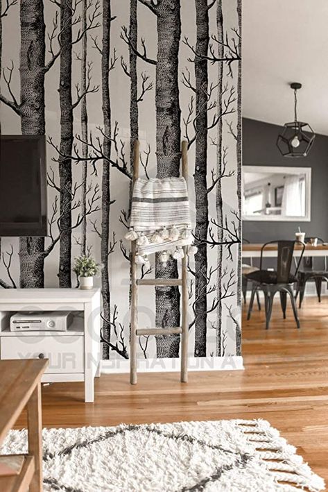 Peel And Stick Wallpaper Kids, Peel And Stick Contact Paper, Murals For Living Room, Birch Tree Decor, Birch Tree Wallpaper, Woodland Wallpaper, Wallpaper Nursery, Tree Wall Murals, Forest Mural