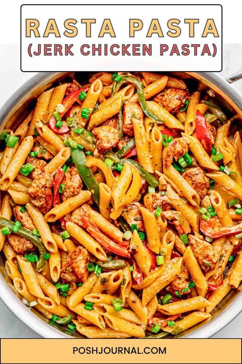 Rasta Pasta With Jerk Chicken, Rasta Pasta Chicken, Jamaican Jerk Chicken Pasta, Rasta Pasta Easy, Rasta Pasta Jamaican, Jamaican Rasta Pasta Recipe, Jerk Pasta, Jerk Chicken Pasta, Rasta Pasta