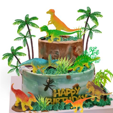 Dinosaur Tree, Cake Toppers Birthday, Realistic Cakes, Dinosaur Cake Toppers, Toy Trees, Dinosaur Birthday Cakes, Tree Toy, Dinosaur Themed Birthday Party, Cake Decorating Kits