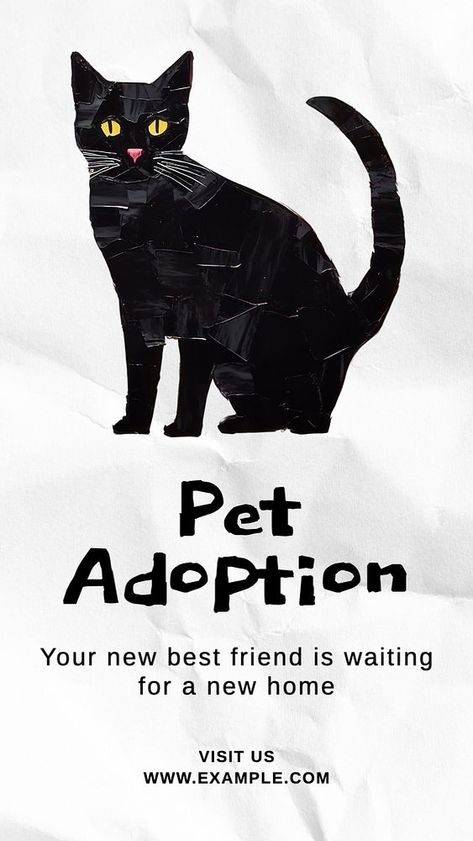 Pet adoption Instagram story template, editable text | free image by rawpixel.com Idea Template, Elements Design, Social Post, Cat Black, Good Art, Cat Pet, Instagram Story Template, Pet Cat, Cat Adoption