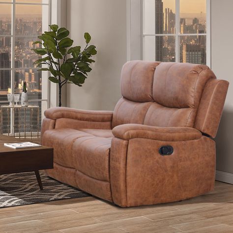 Cognac Recliner, Sofa With Cup Holders, Leather Bean Bag Chair, Leather Reclining Loveseat, Recliner Loveseat, Leather Bean Bag, Reclining Sofas, Timeless Sofa, Wayfair Living Room