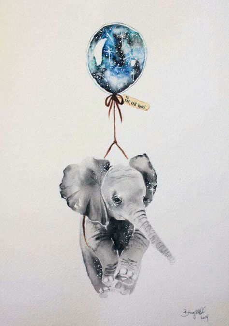 Tatouage bras Watercolor Elephant, Elephant Tattoo, Soyut Sanat Tabloları, Elephant Tattoos, Elephant Love, Elephant Art, An Elephant, Art And Illustration, Pics Art