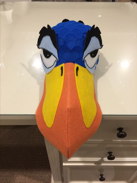 Zazu Mask made for Lion King Junior - constructed onto baseball cap Zazu Lion King, Lion King Play, Family Costumes Diy, Lion King Costume, Lion King Musical, Lion King Jr, Lion King Broadway, Disney Stuffed Animals, Deco Jungle