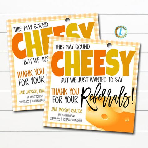 Pop By, Marketing Gifts, Health Marketing, Cheesy Puns, House Real Estate, Open House Real Estate, Referral Marketing, Cheese Gifts, Marketing Gift