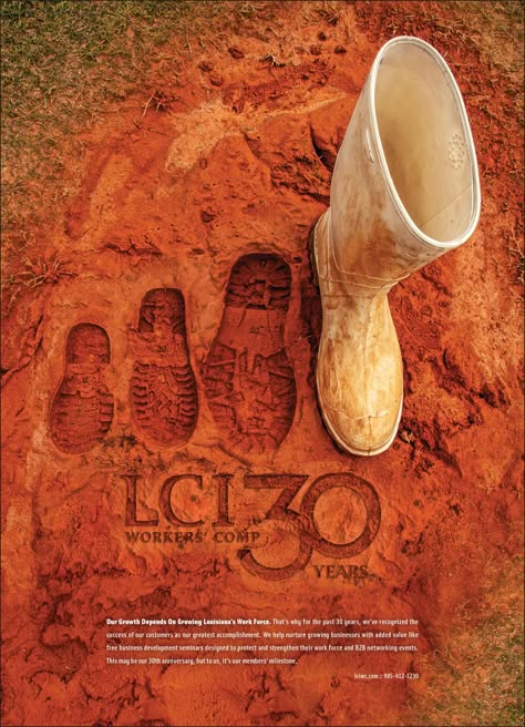 LCI Workers' Comp Print Advert By Agent C.: 30th Anniversary | Ads of the World™ Worker Day Creative Ads, Anniversary Creative Ads, Anniversary Advertising, Construction Advertisement, Workers Day, Ad Of The World, Publicidad Creativa, Ads Of The World, Graphic Design Packaging