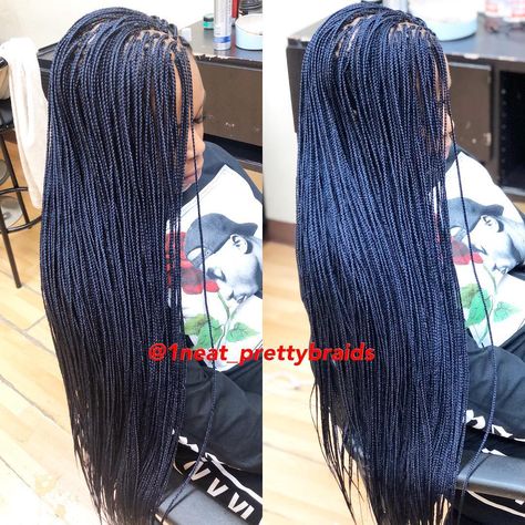 Small Waist Length Box Braids, Midnight Blue Knotless Braids, Dark Blue Box Braids, Midnight Blue Braids, Dark Blue Braids, Braid Maintenance, Blue Box Braids, 3 Braids, Blue Braids