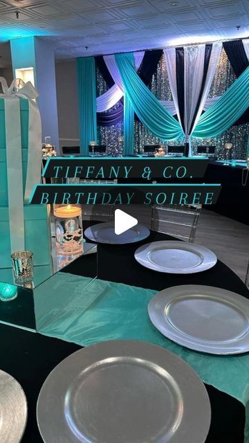 Teal Black And Silver Party Decorations, Tiffany And Company Party Ideas, Tiffany And Co Centerpieces Ideas, Tiffany Blue Party Ideas, Tiffany And Co Birthday Party Ideas, Tiffany Birthday Party Ideas, Tiffany And Co Party Decorations, Teal Birthday Party Ideas, Tiffany Themed Birthday Party