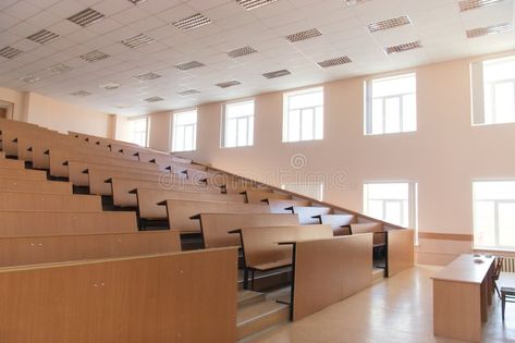 Big empty modern lecture hall. , #sponsored, #empty, #Big, #modern, #hall, #lecture #ad Modern Lecture Hall, Business Classroom, Modern Hall, Lecture Hall, Office Clock, Lectures Hall, Brown Wood, Resume Templates, Wooden Frames