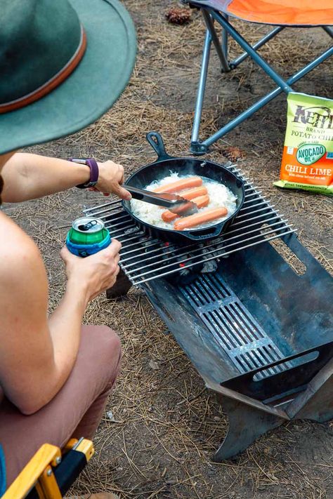 How to Grill Hot Dogs while Camping + 7 Gourmet Topping Ideas! | Fresh Off The Grid Camping Hot Dogs, Chili Photography, Grill Hot Dogs, Camping Food Make Ahead, Camping Tricks, Healthy Camping Food, Grilling Hot Dogs, Gourmet Hot Dogs, Grilling Ideas